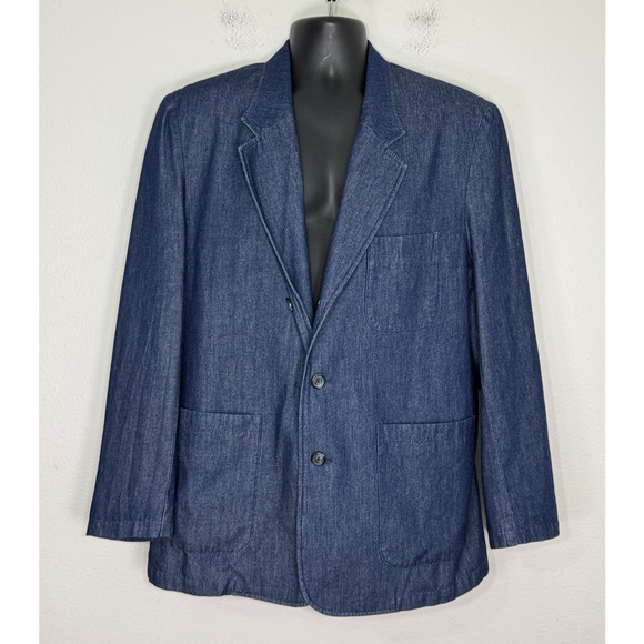 J. Peterman Denim Twill Jacket Cotton Blazer Chore Coat Normcore Preppy, 42 - Picture 2 of 13